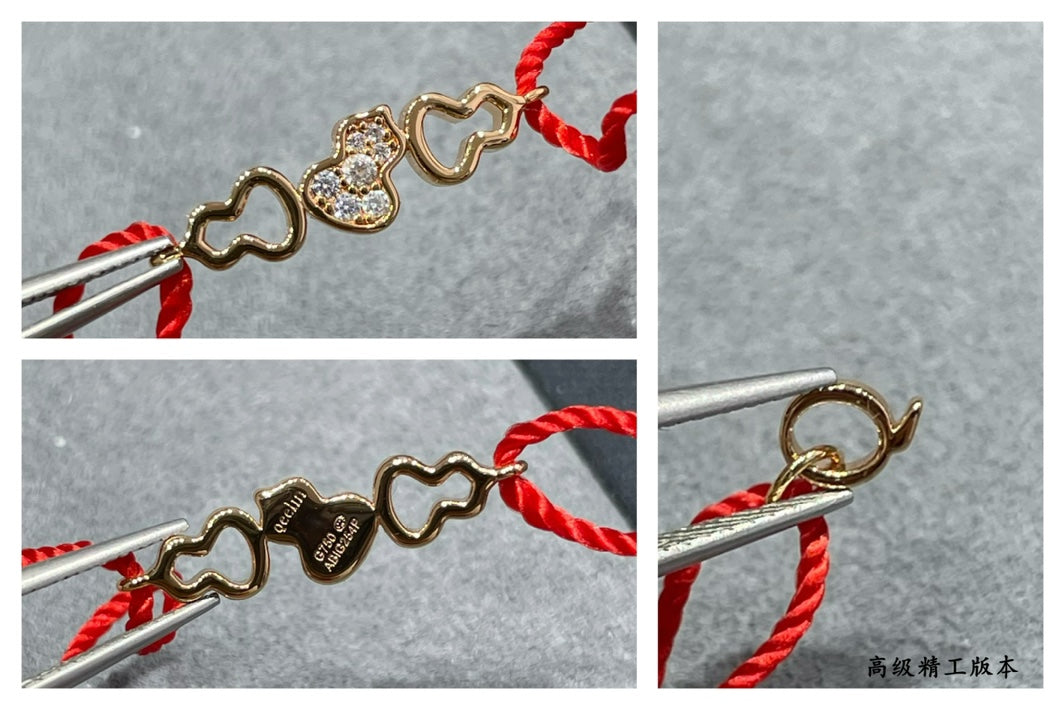 V Golden Qilin Three Gourd Red Rope Bracelet SLA146