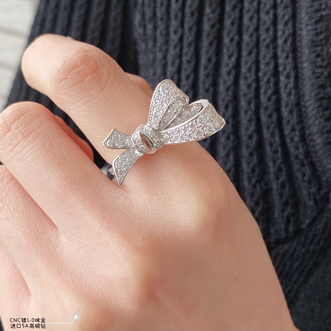 v gold full diamond bow ring jza136