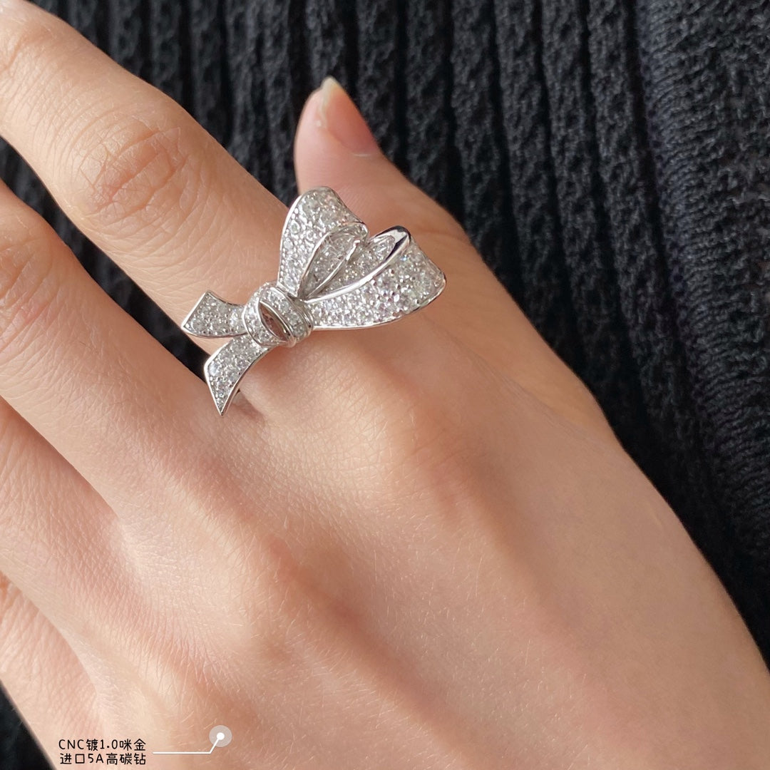 v gold full diamond bow ring jza136