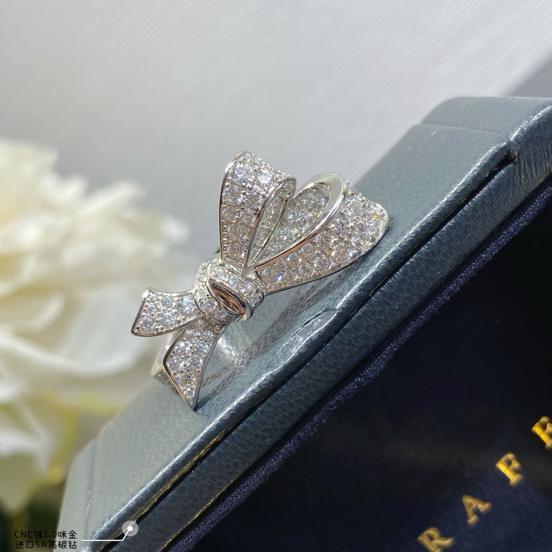 v gold full diamond bow ring jza136