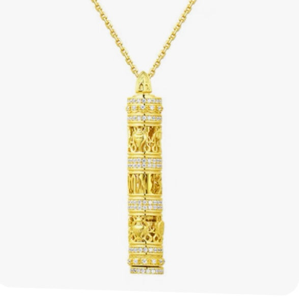 Carrying Buddha Nanhai Guanyin Yellow Gold Necklace XLA402