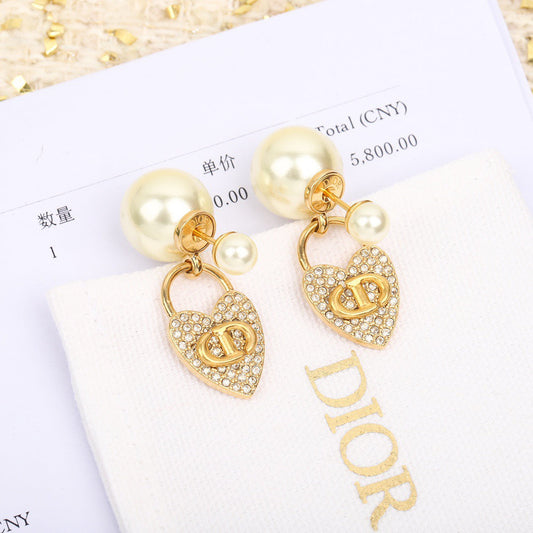 d pearl heart yellow gold earrings eha727