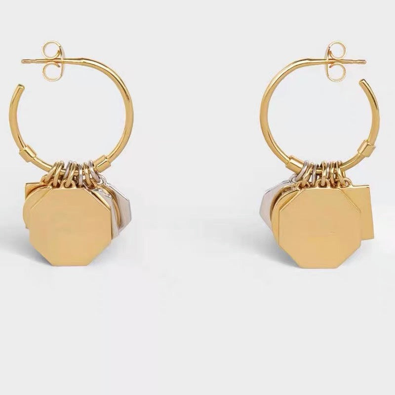 Fashionable gold metal earrings EHA375