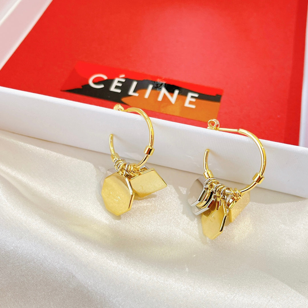 Fashionable gold metal earrings EHA375