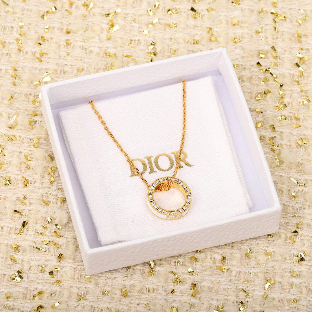 Golden letter square diamond necklace XLA271