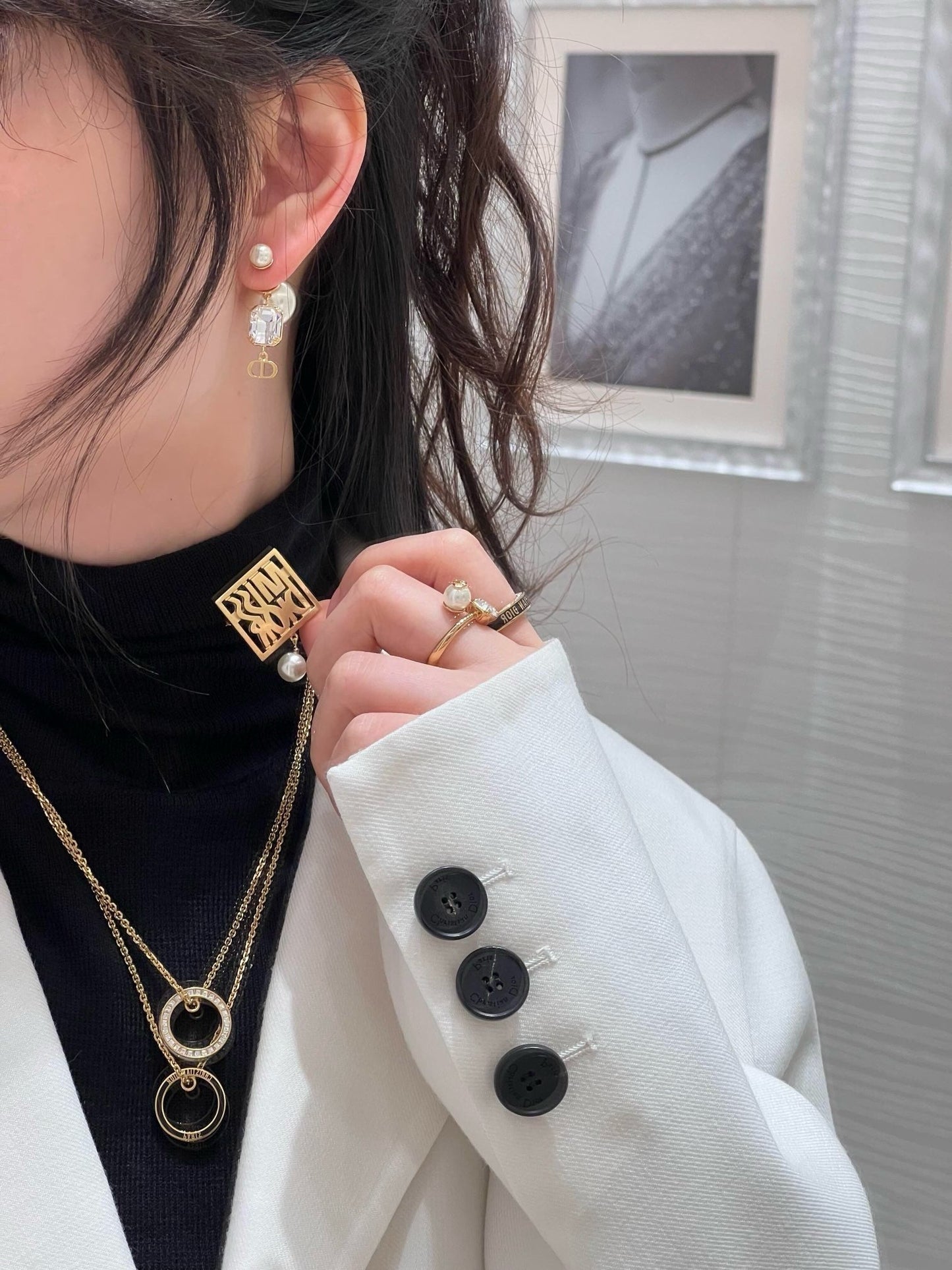 do hollow letter square card hanging bead brooch xza16