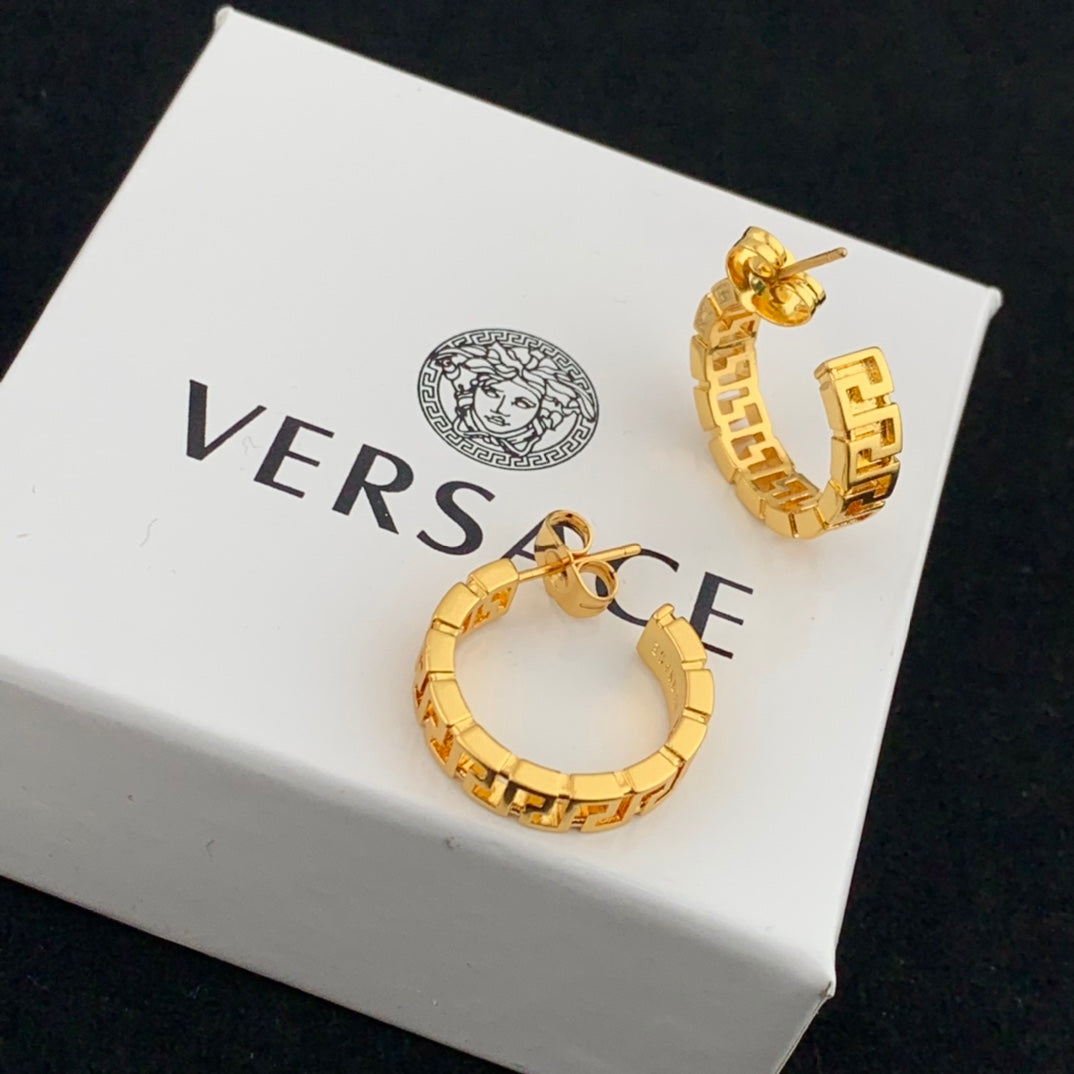 v home golden hollow circle earrings eha374