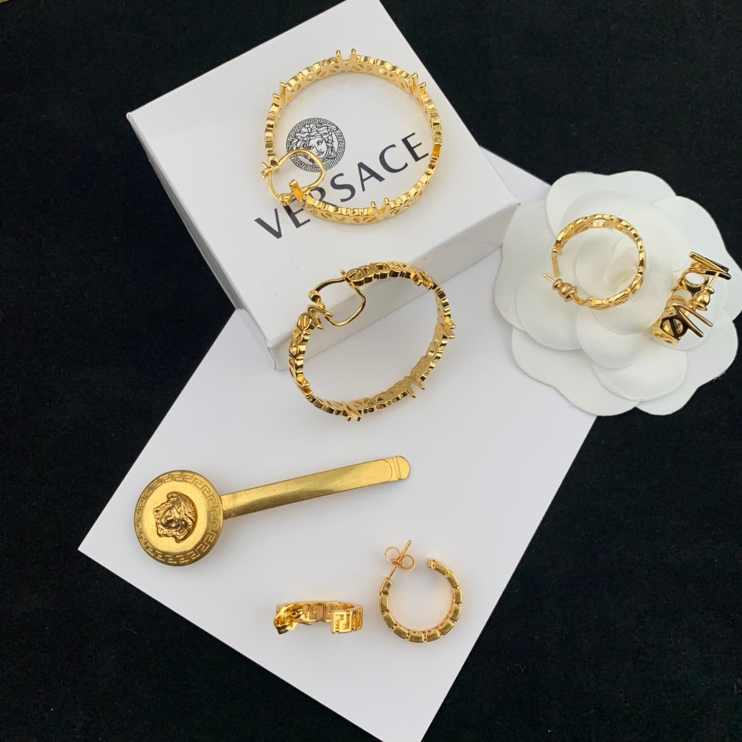 v home golden hollow circle earrings eha374