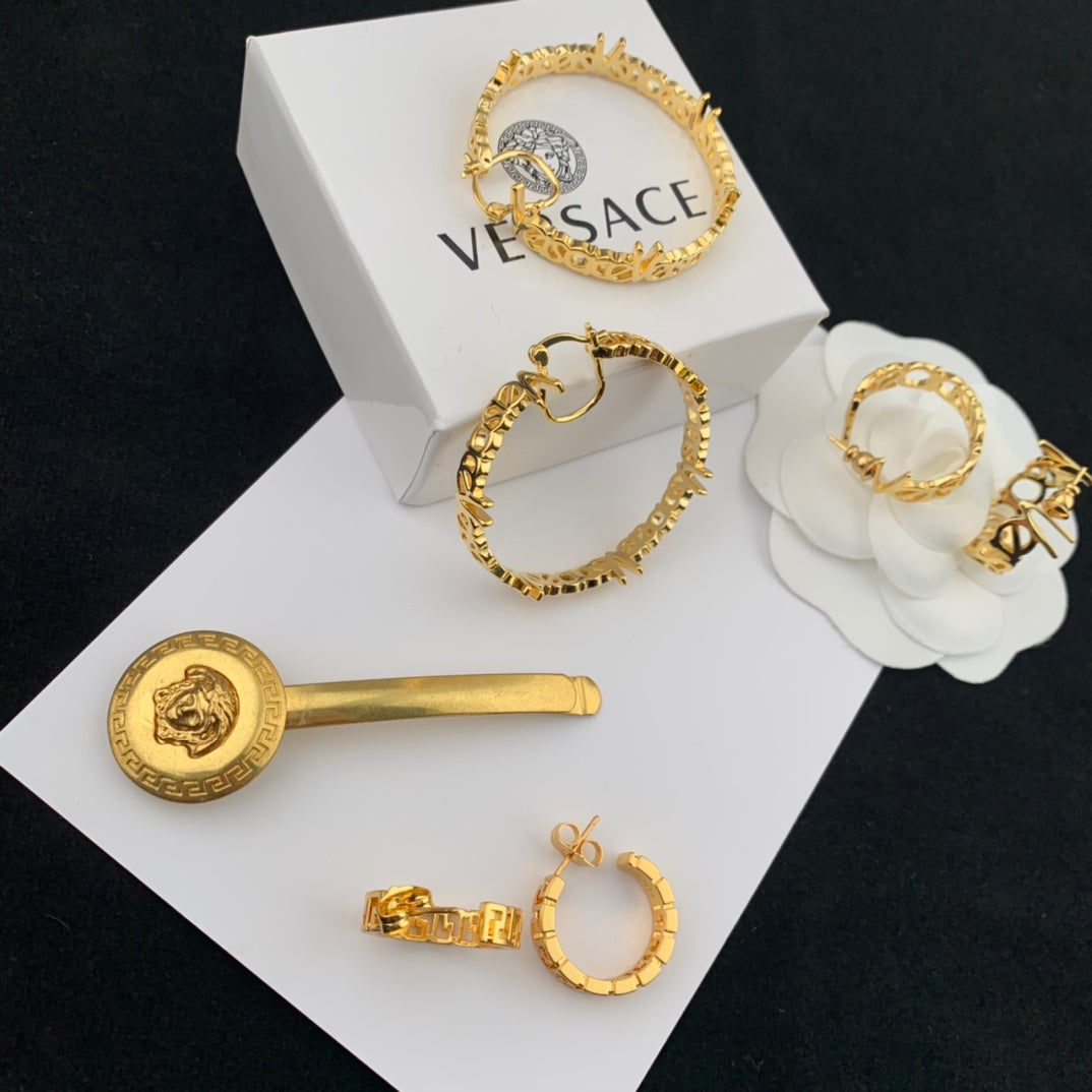 v home golden hollow circle earrings eha374