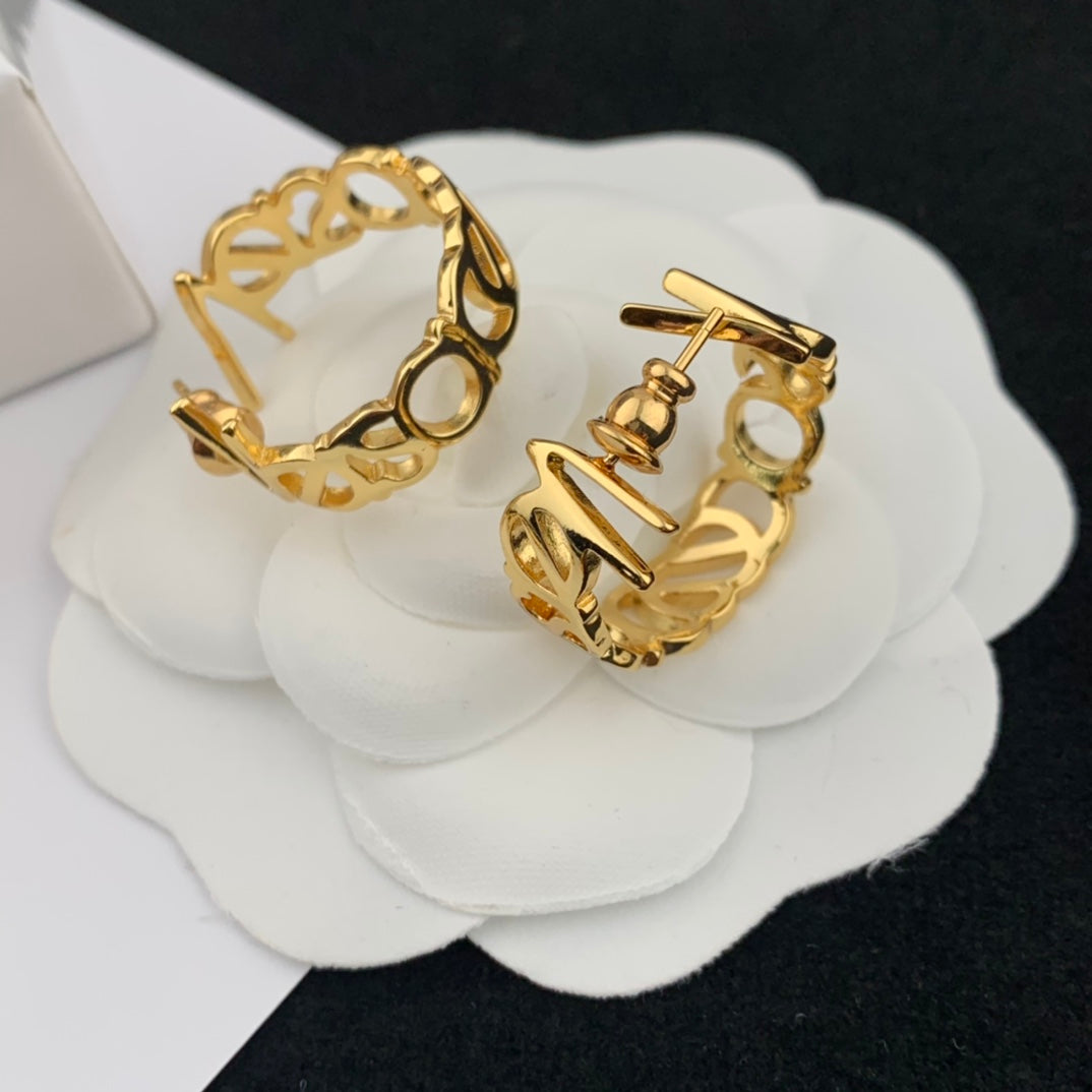 v home golden hollow circle earrings eha374