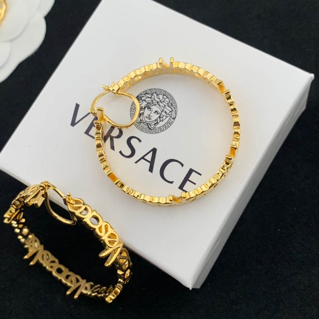 v home golden hollow circle earrings eha374