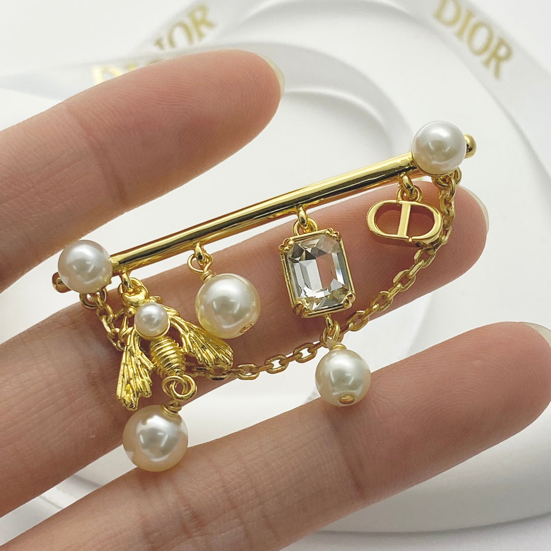 honey candy pearl gold brooch xza19
