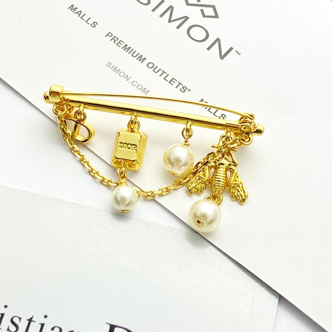 honey candy pearl gold brooch xza19