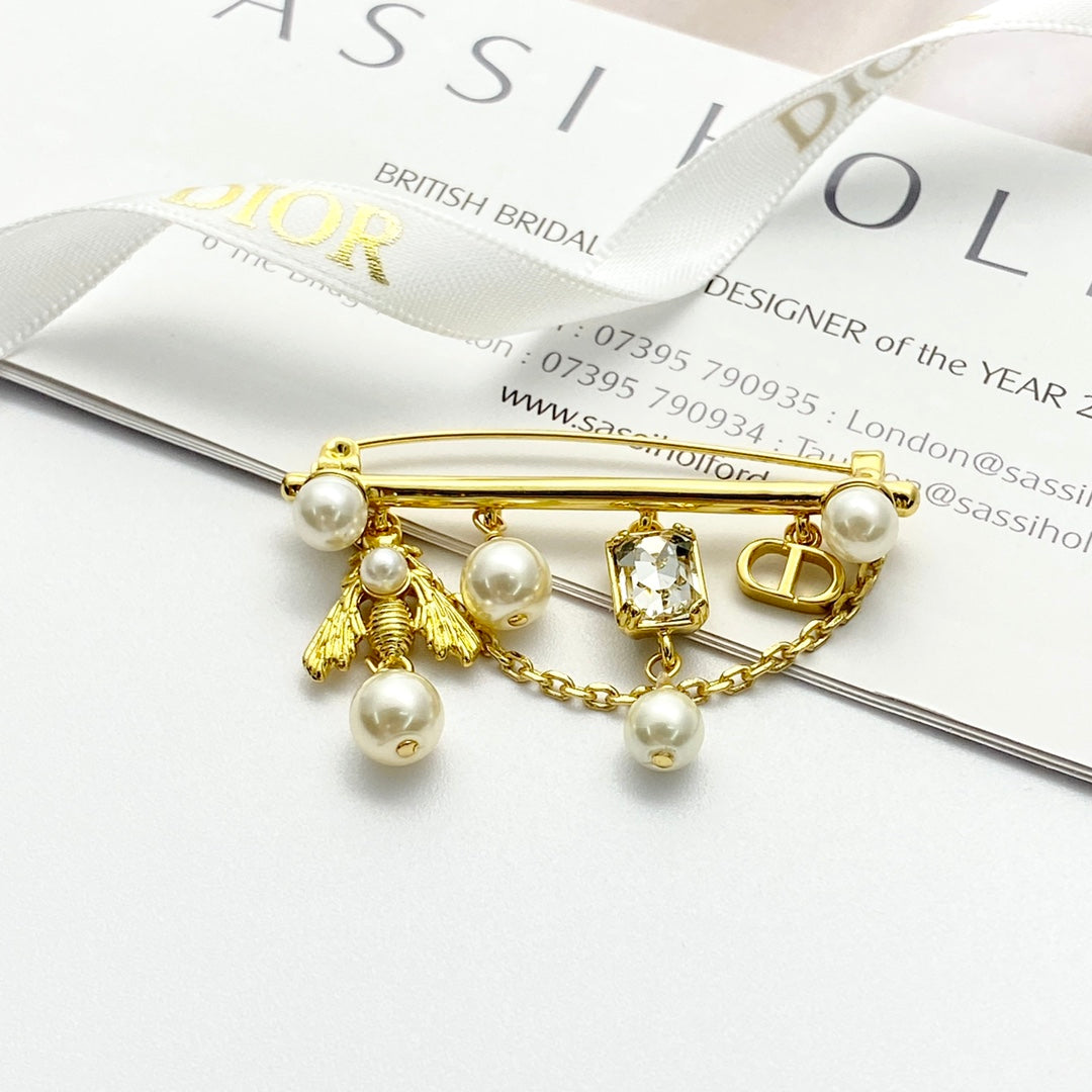 honey candy pearl gold brooch xza19