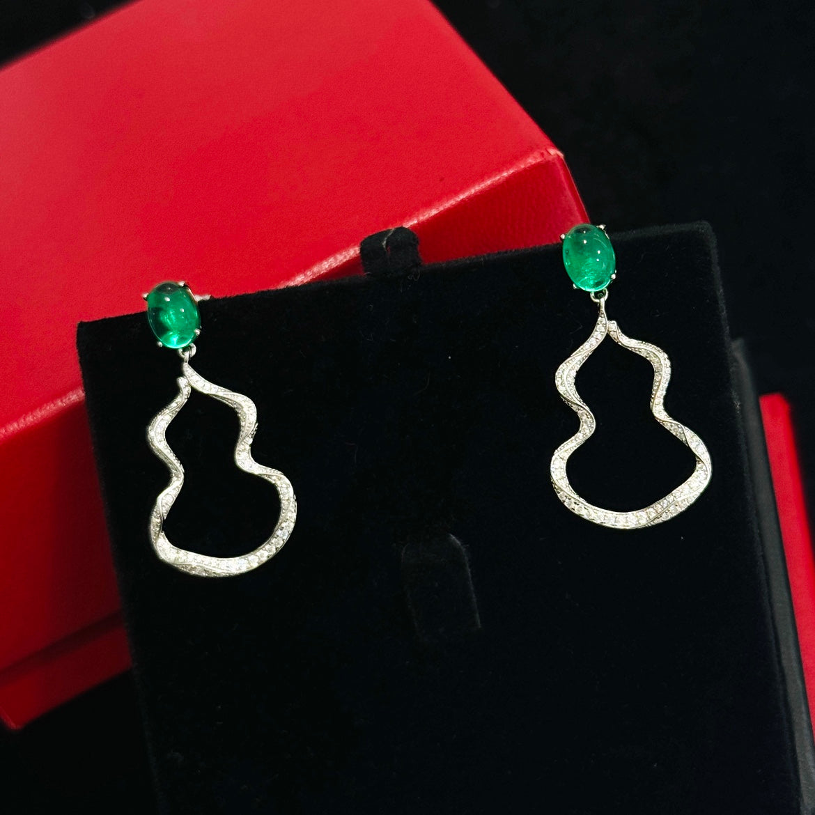 natural gourd jade pulp tassel silver earrings eha817