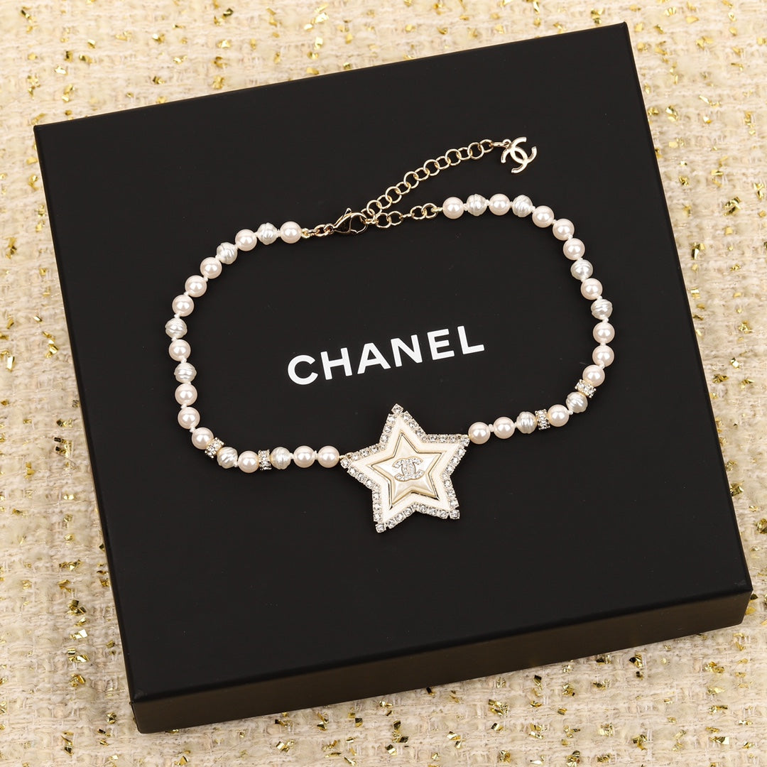 CHA pentagram pearl necklace XLA272