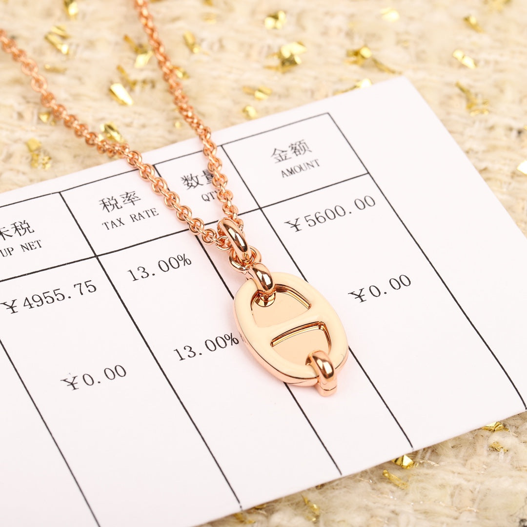 Pig Nose Dripping Oil rose gold Necklace XLA407