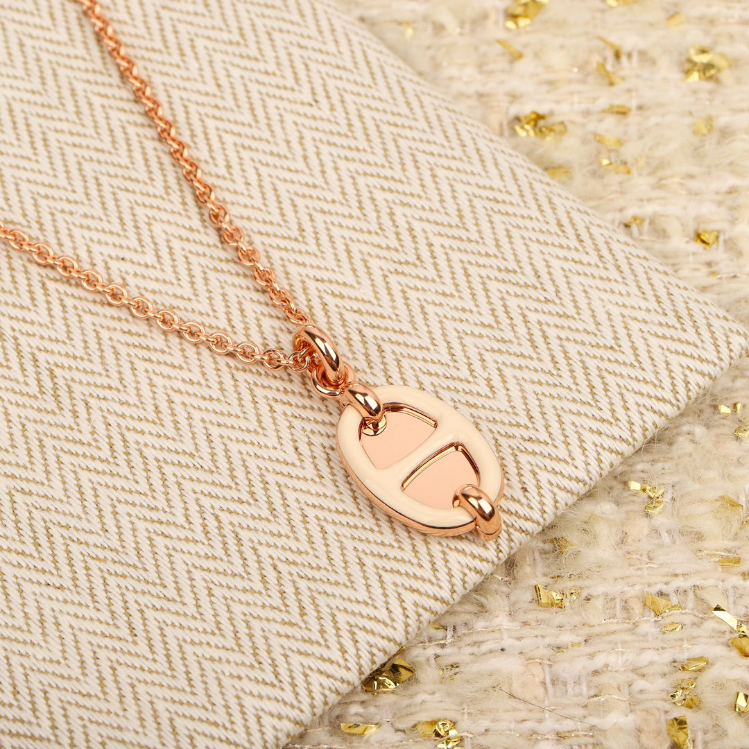 Pig Nose Dripping Oil rose gold Necklace XLA407