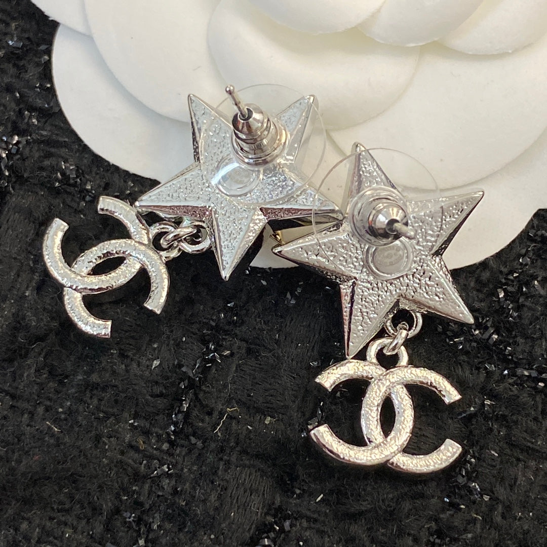 Diamond Star Double C Pendant Earrings EHA395