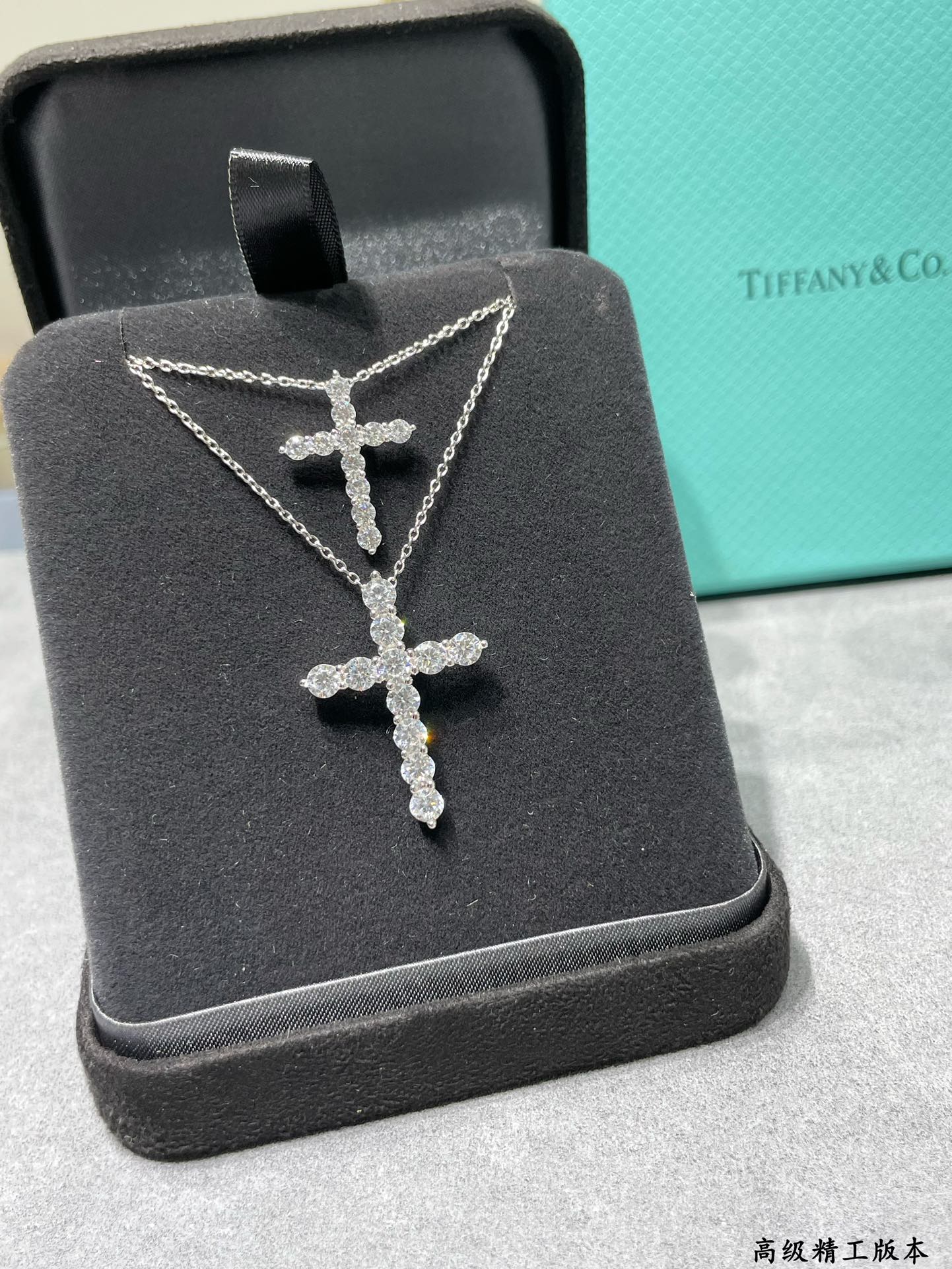 Full Diamond Cross Pure Silver Necklace XLA307