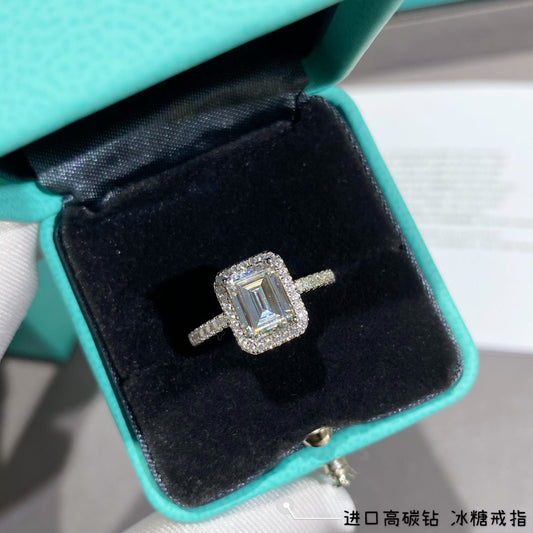 tf emerald cut silver ring jza148