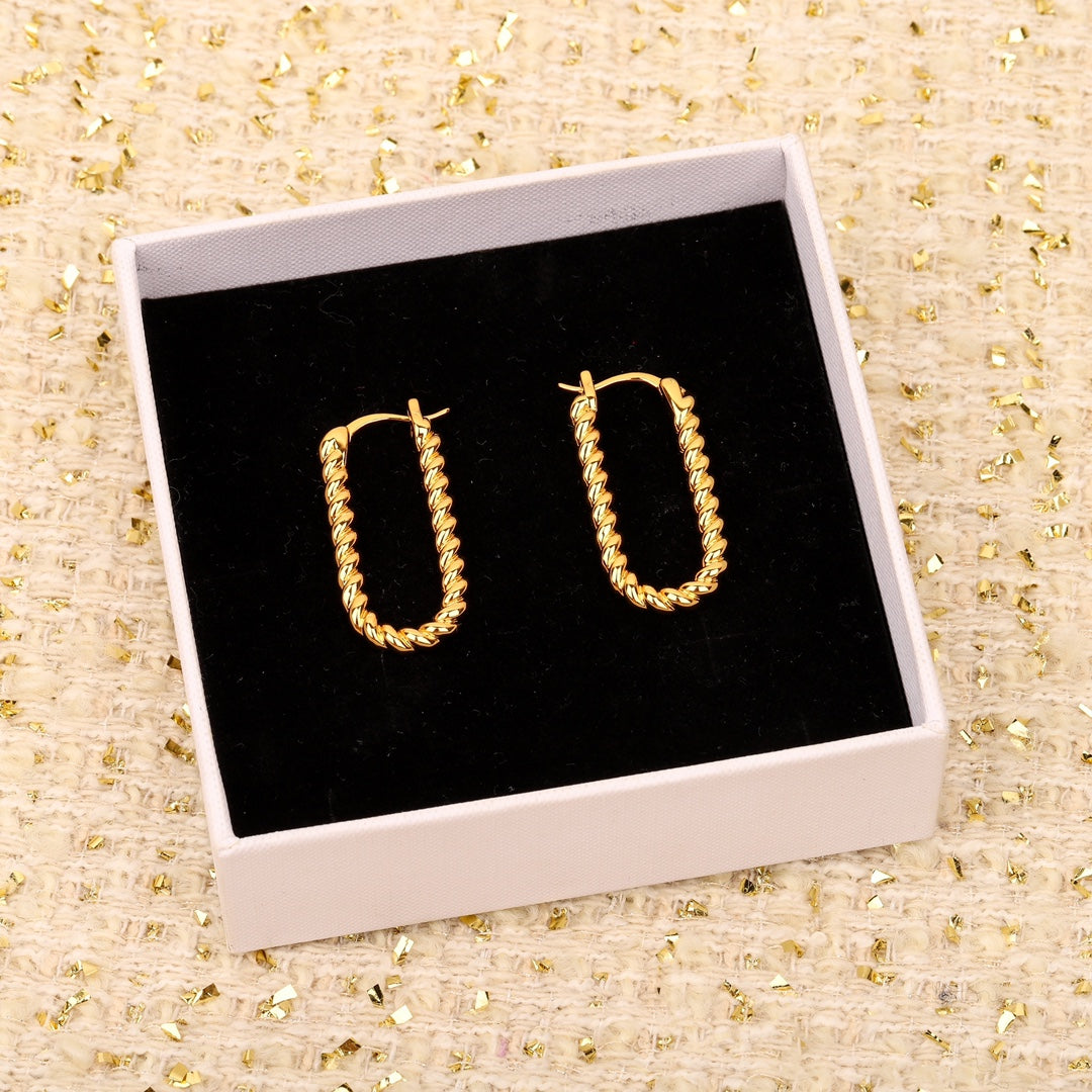 Gold Large o Fried Dough Twists Earrings EHA389