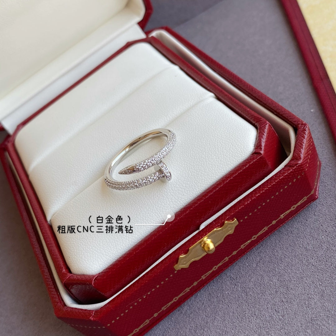 gold rough full diamond nail ring jza135