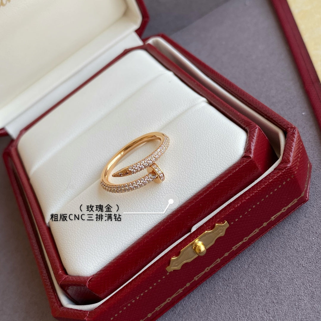 gold rough full diamond nail ring jza135