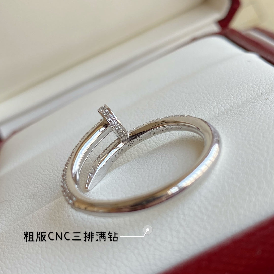 gold rough full diamond nail ring jza135
