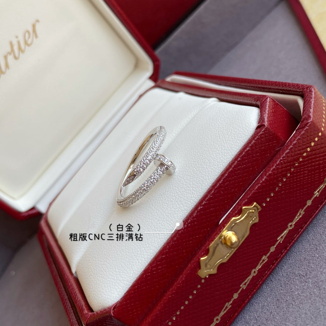 gold rough full diamond nail ring jza135