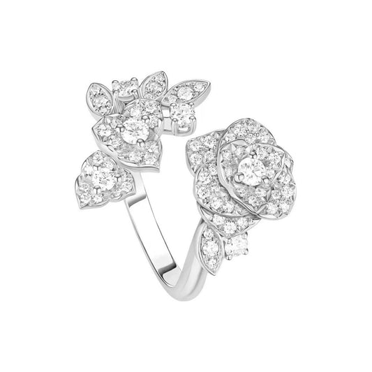 camellia blossom mouth pure silver ring jza151