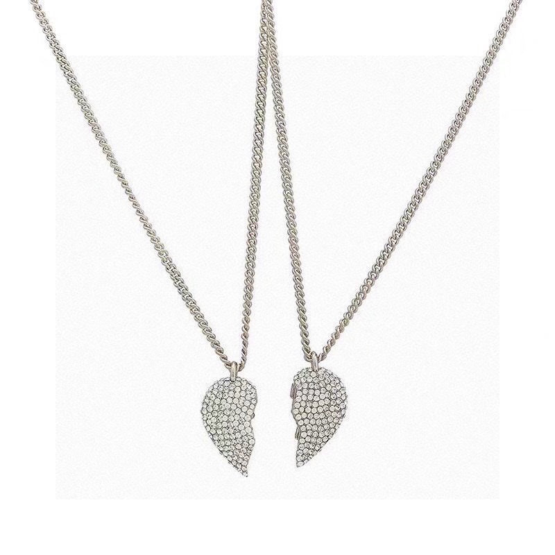 Couple's Love Full Diamond 2-in-1 Silver Necklace XLA322