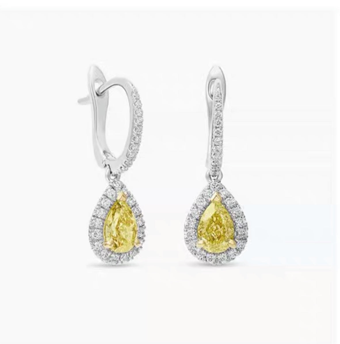 s925 pure silver water droplet goose yellow earrings eha383
