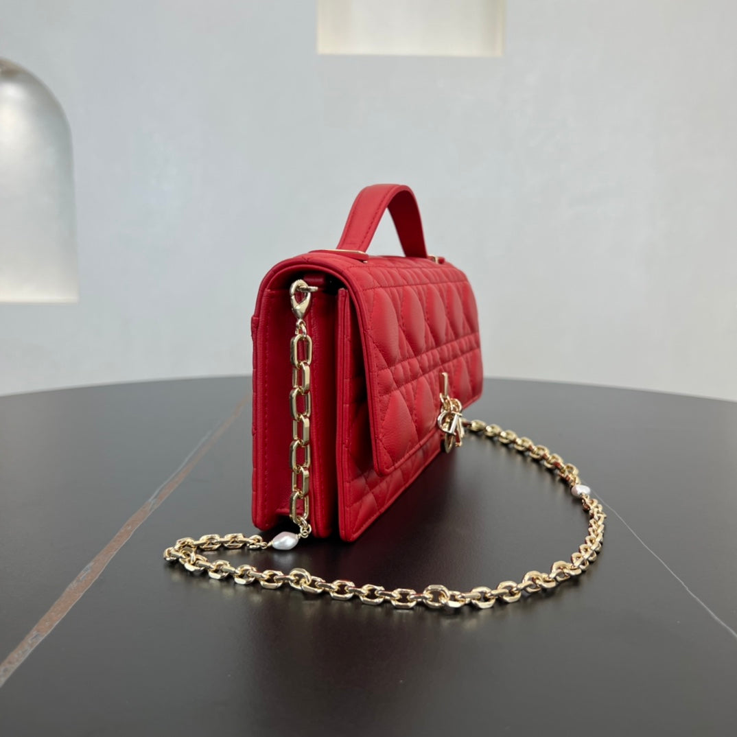 do 21cm rattan plaid red handbag shoulder bag 282190