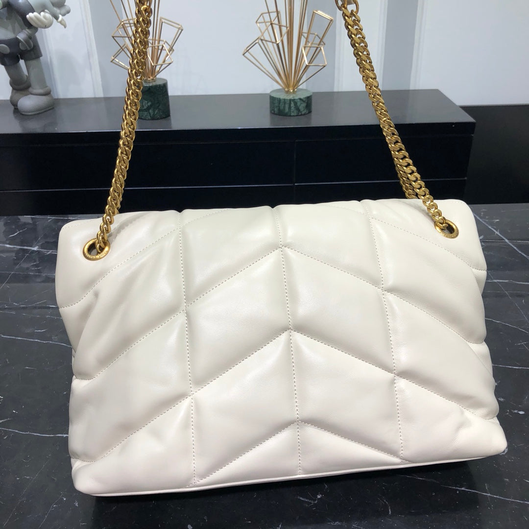 35cm LOULOU PUFFER Milk White Cross Shoulder Bag 577475