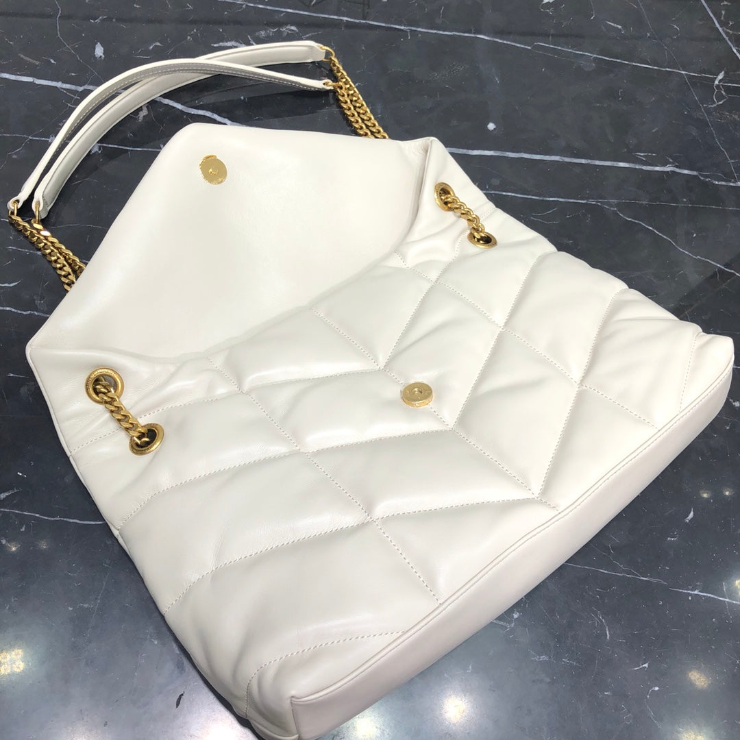 35cm LOULOU PUFFER Milk White Cross Shoulder Bag 577475