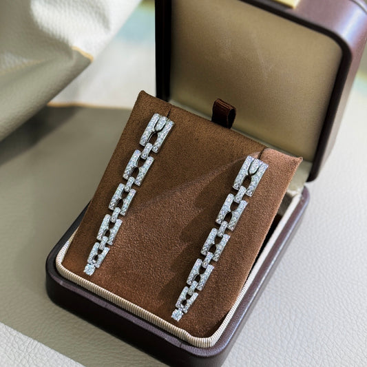silver ring chain earrings eha561