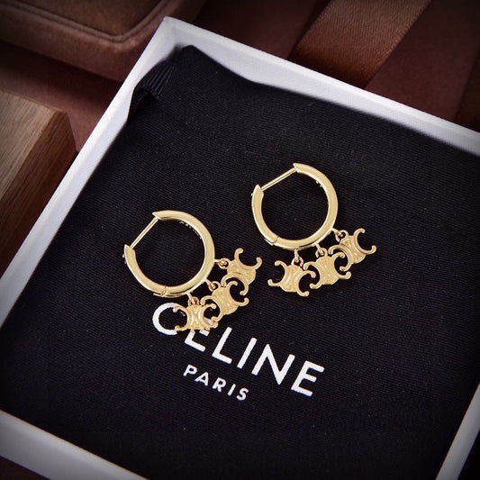 Celine Yellow Gold Letter Earrings EHA539