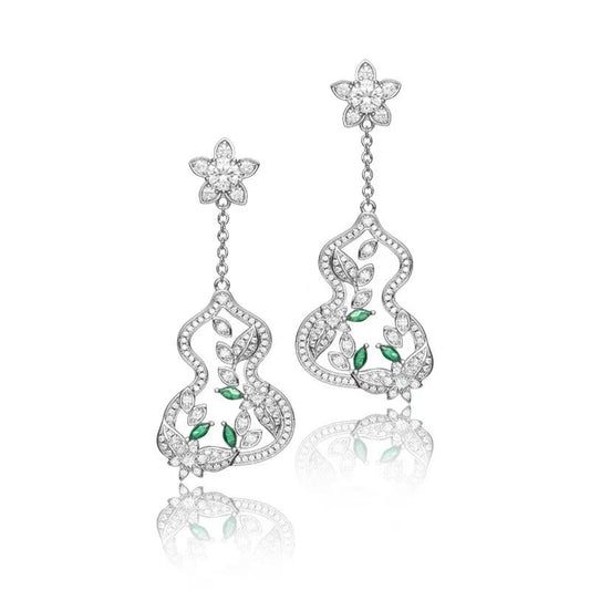 garden series gourd long emerald earrings eha663