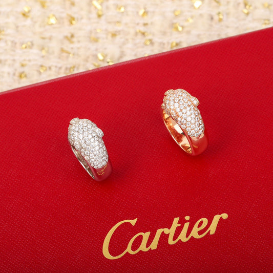 rose gold leopard head diamond set ring jza171