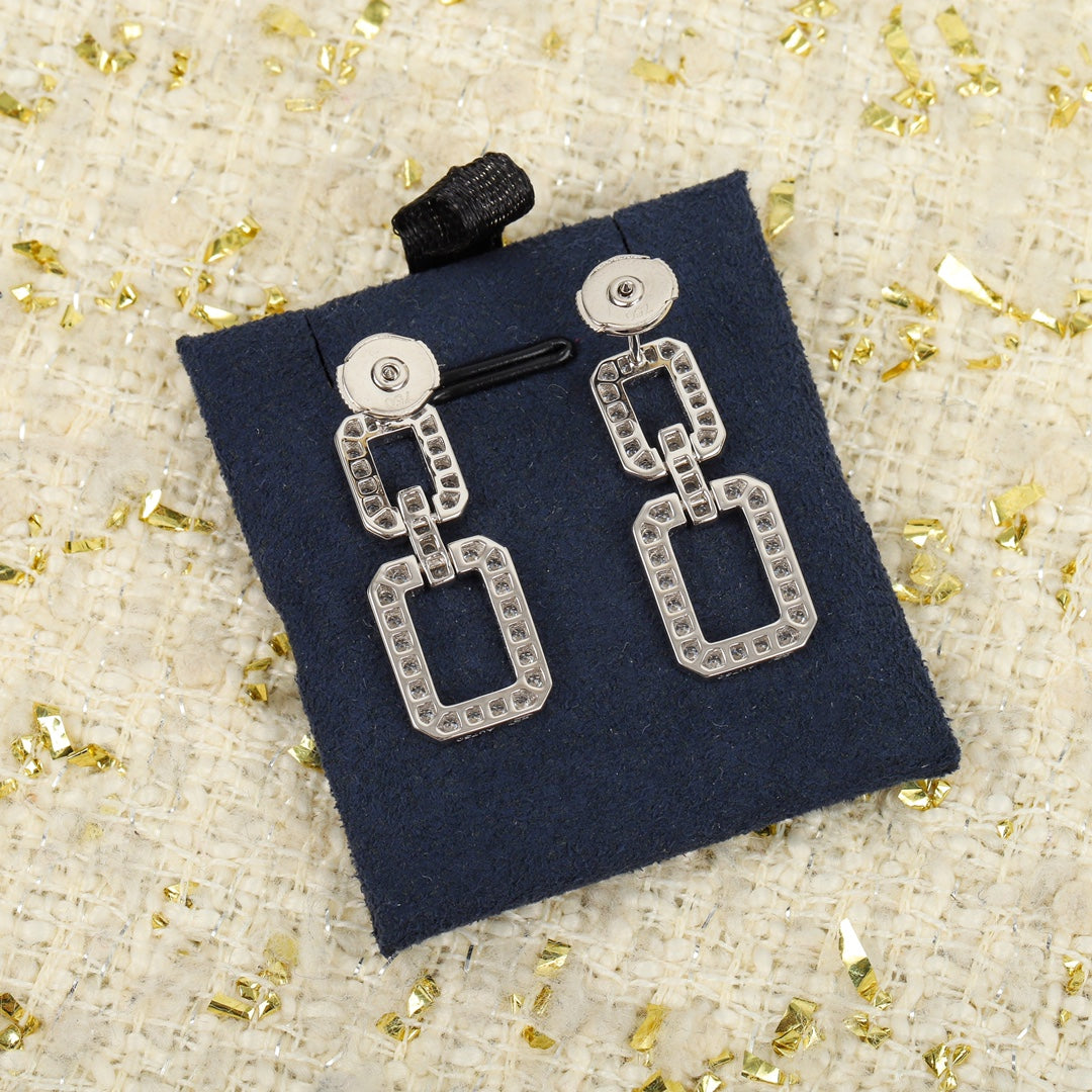 Silver square diamond earrings EHA797