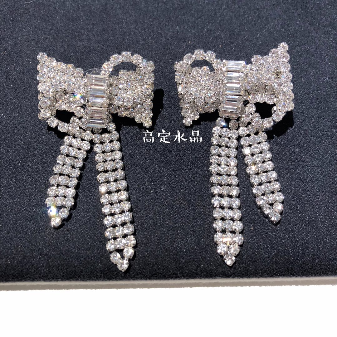 Bow Crystal Silver Earrings EHA734