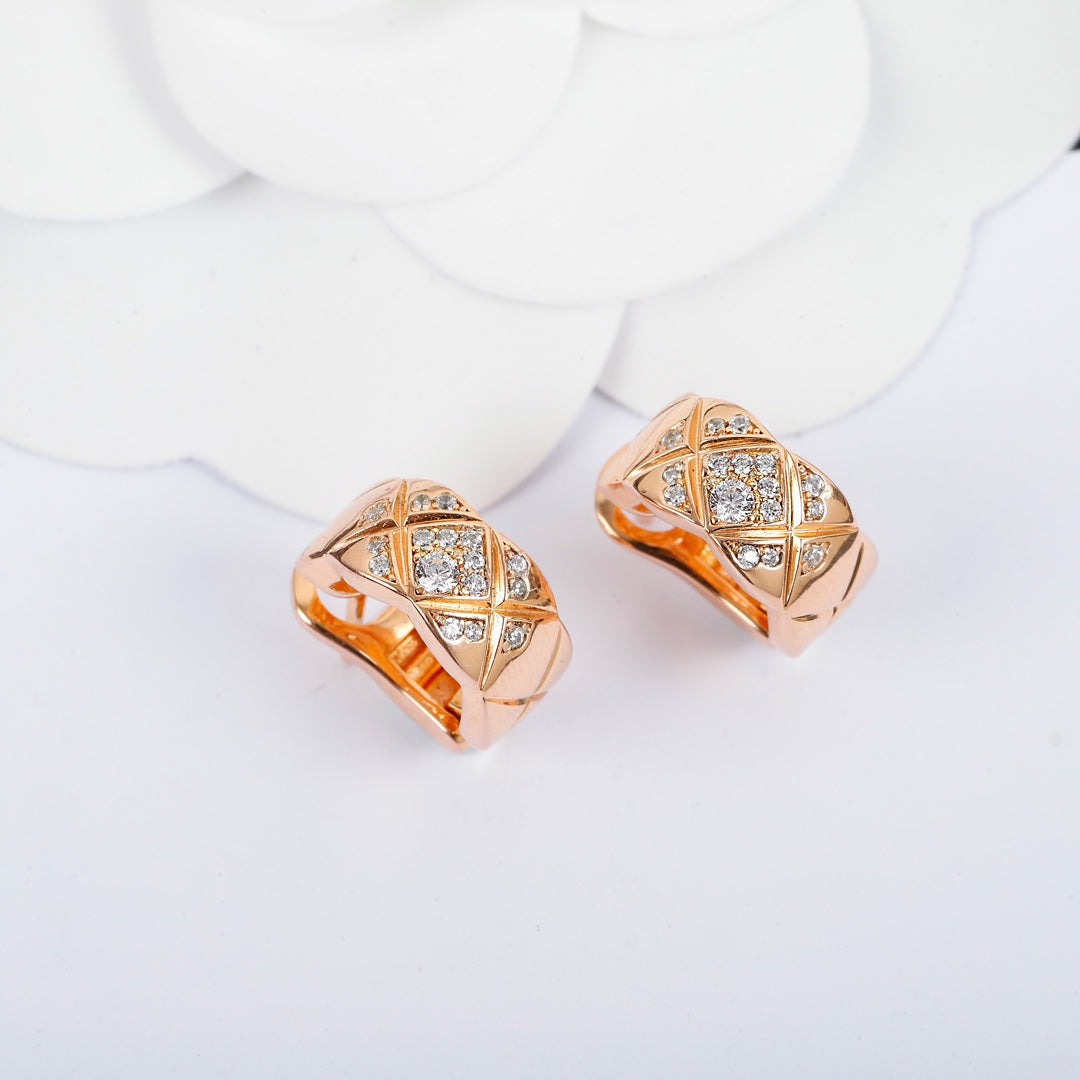 Coco crush rose gold diamond plaid earrings EHA497