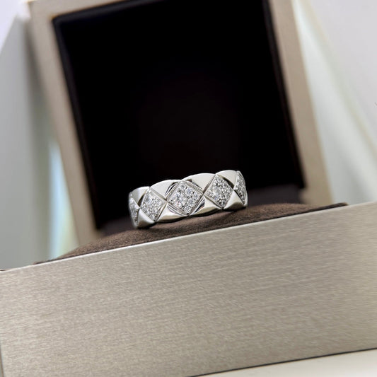 925 sterling silver diamond half diamond wide ring jza156