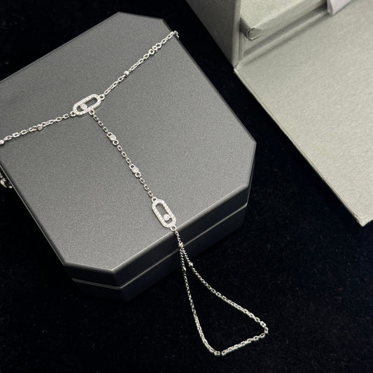 silver single diamond sliding 2 in 1 chain ring jza188