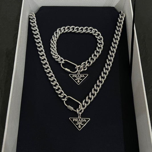 P Triangle Silver Necklace XLA337