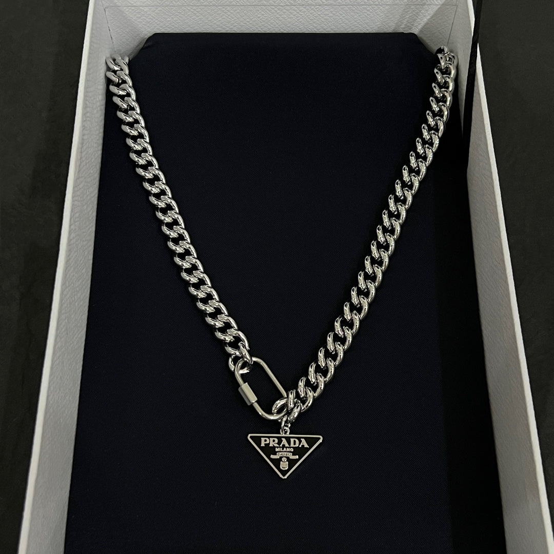 P Triangle Silver Necklace XLA337