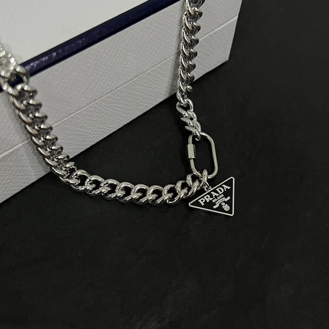 P Triangle Silver Necklace XLA337