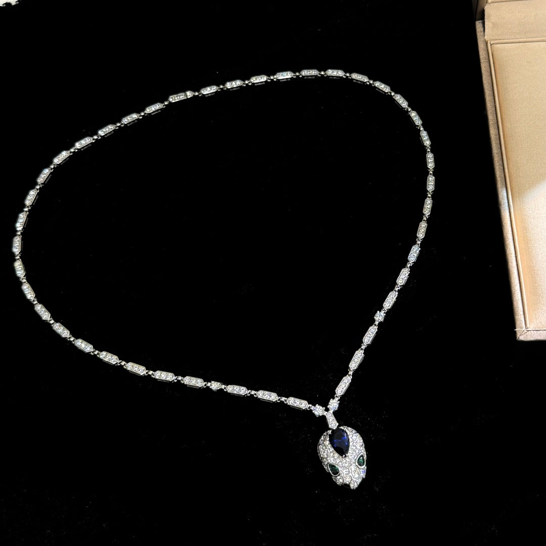 BV Full Diamond Snake Silver Necklace XLA325