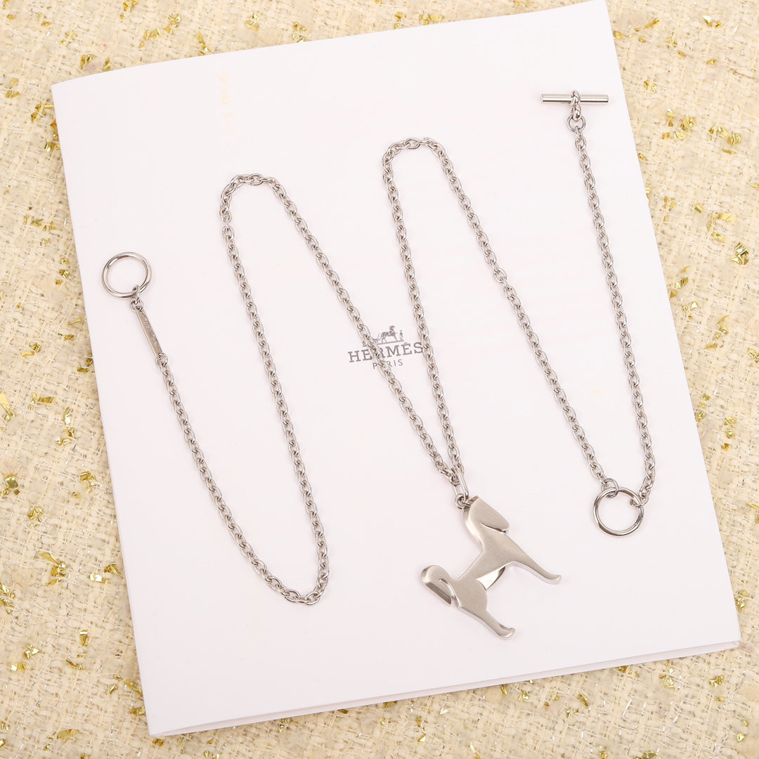 Pony Concave Silver Necklace XLA479